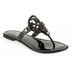 Tory Burch Miller Sandal Black Patent Leather NWT